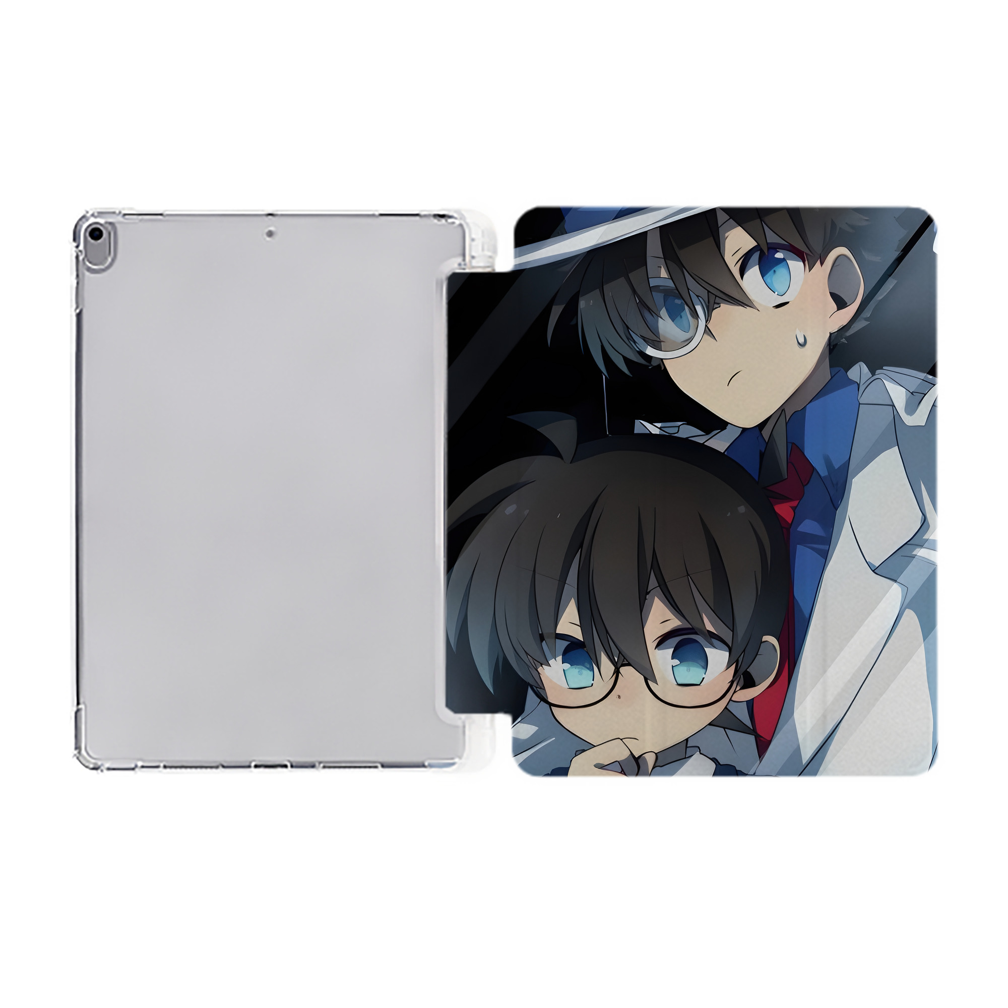 （画像用） 名探偵コナン Detective Conan IPad ケース ペン収納付き 三つ折りスタンド PUレザー×シリコン 対応機種9.5/10.5/10.9インチ
